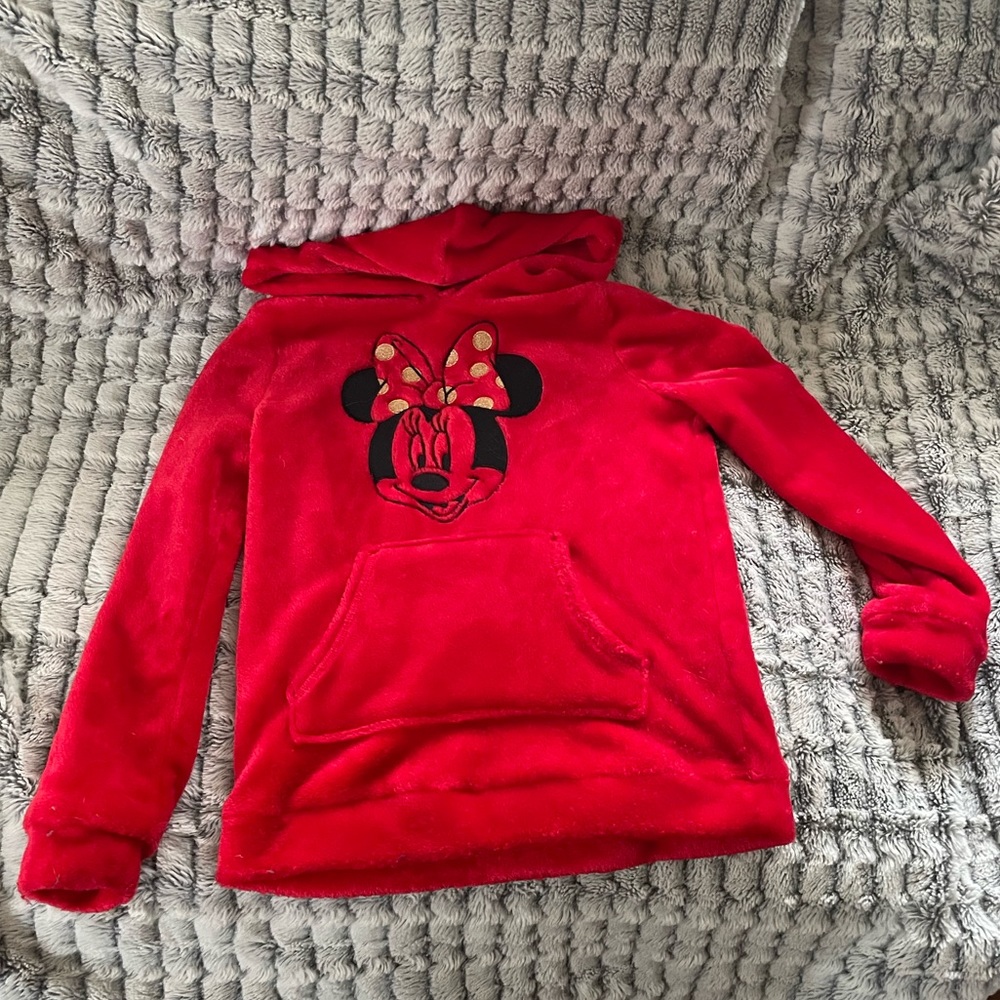 Disney Minnie Mouse soft red hooded sweatshirt girls size 7 jumping bean